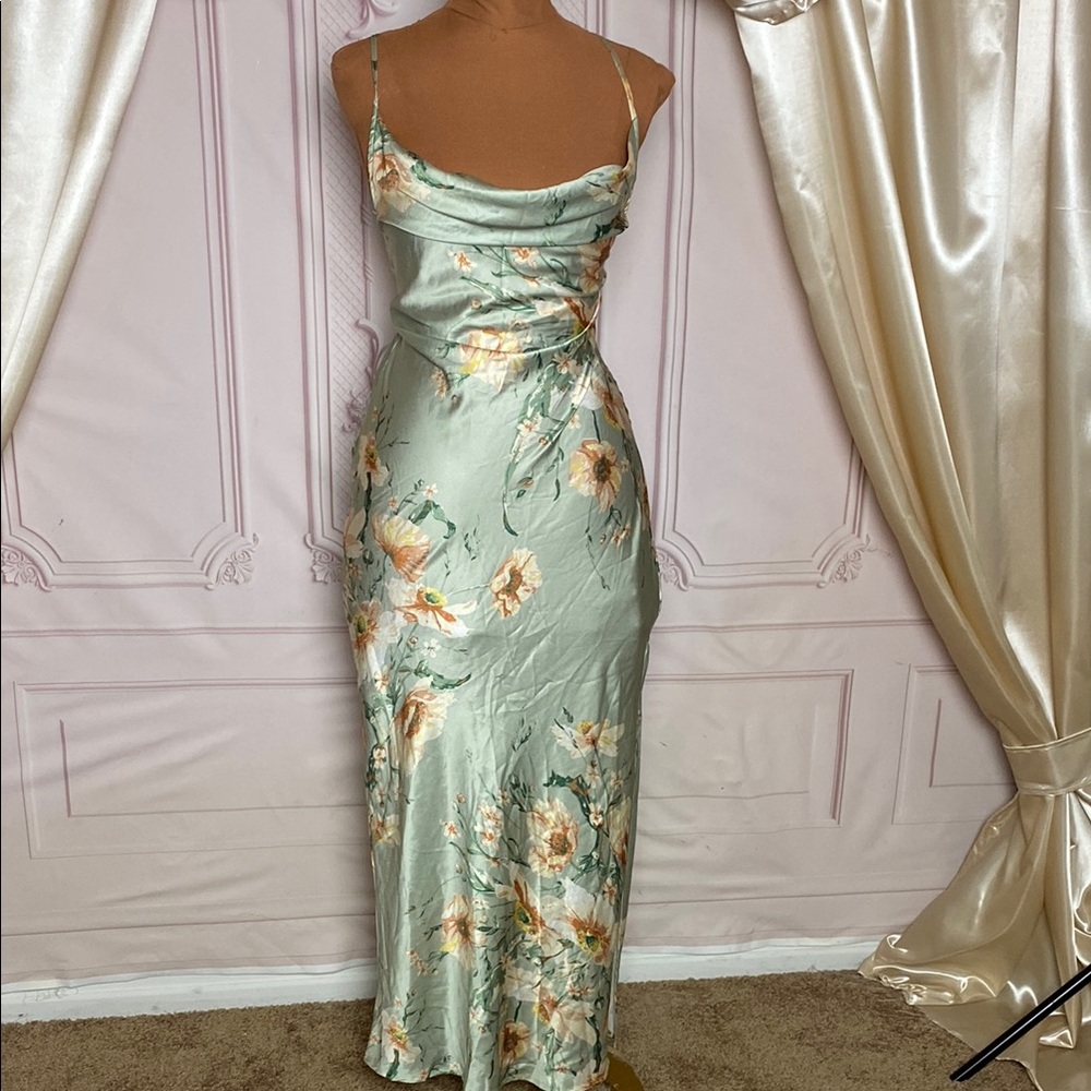 Floral Satin Maxi Dress